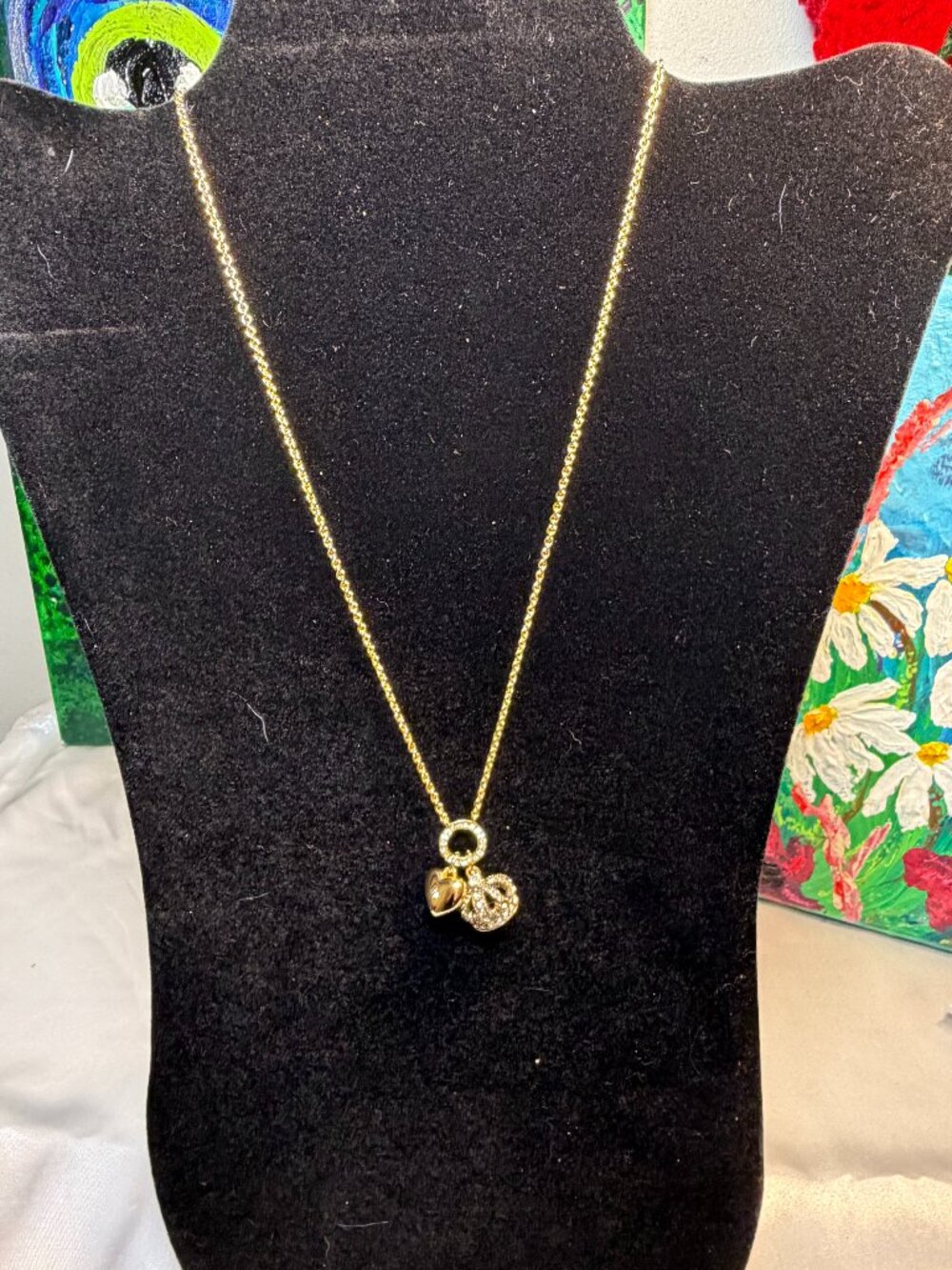 Kurt Geiger Gold Charm Pendant Necklace with Crown and Heart NWT